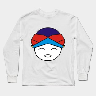 Smiling Red Blue Blangkon Boy Long Sleeve T-Shirt